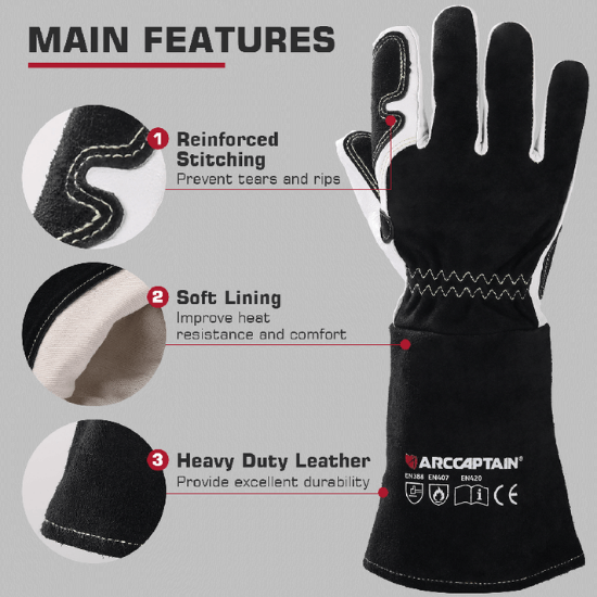 14 Inch Goatskin Tig Welding Gloves, Professional Protective Gloves for TIG Welding